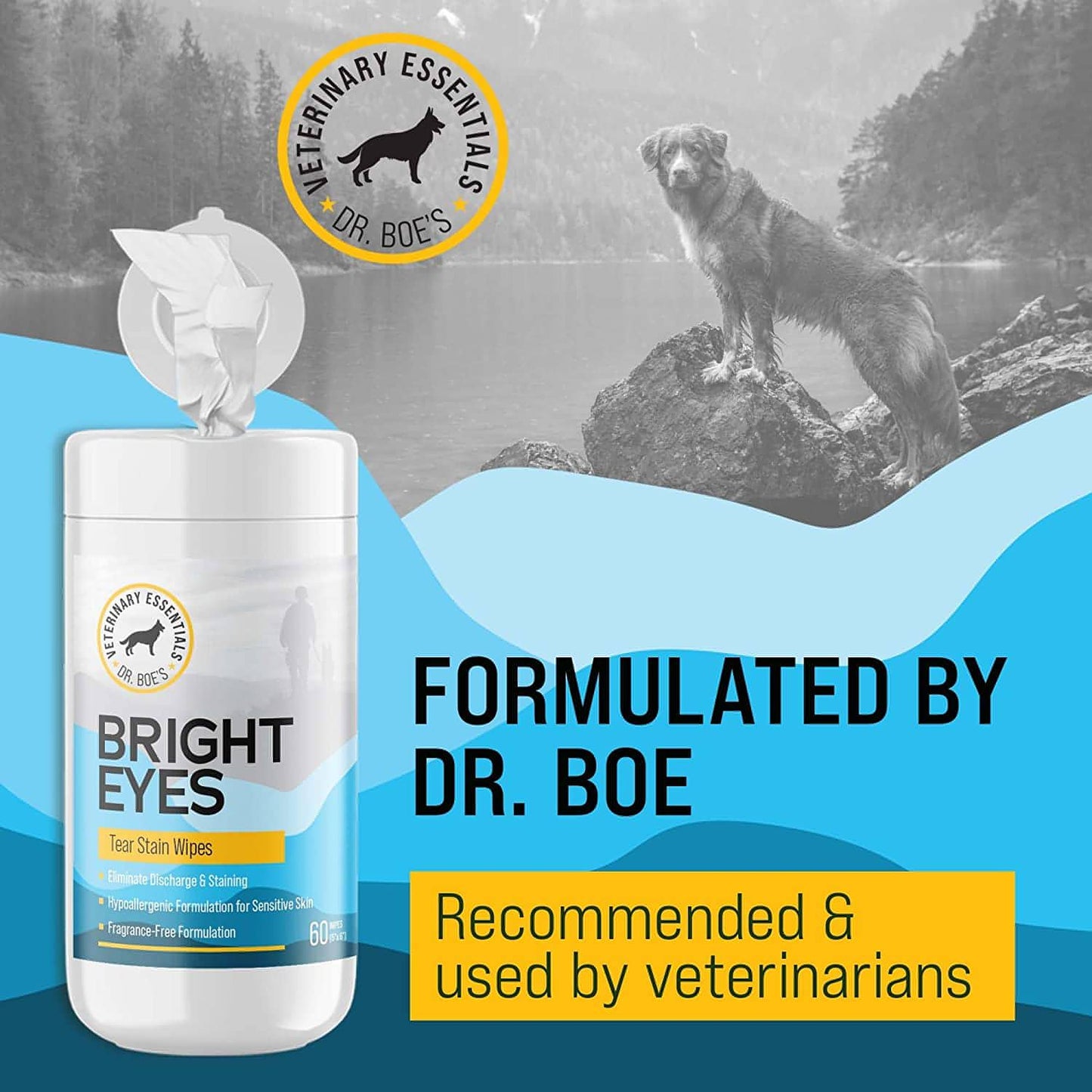 BrightEyes Tear Stain Wipes for Dogs & Cats